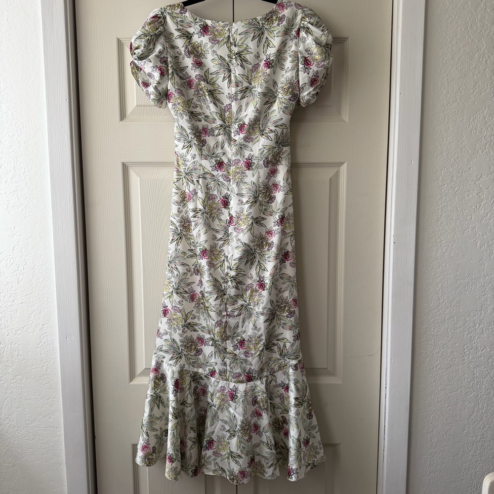 Cinq à Sept Light Washed Floral Walker Dress XS - Picture 6 of 6